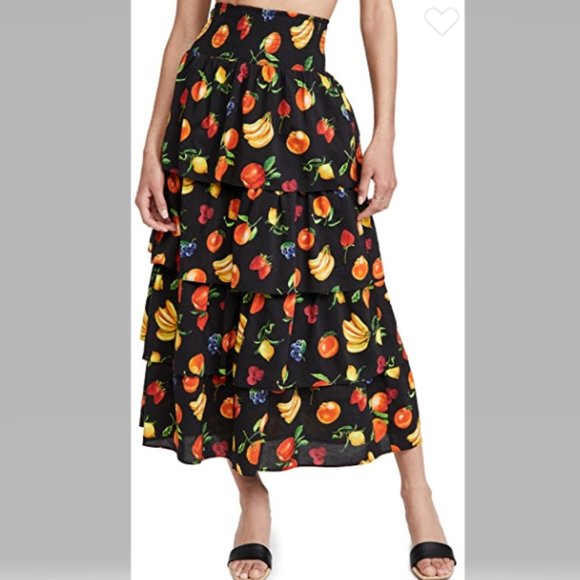 WeWoreWhat Paloma Skirt MIDI Length Fruit Pattern Size S NWT - Picture 4 of 10